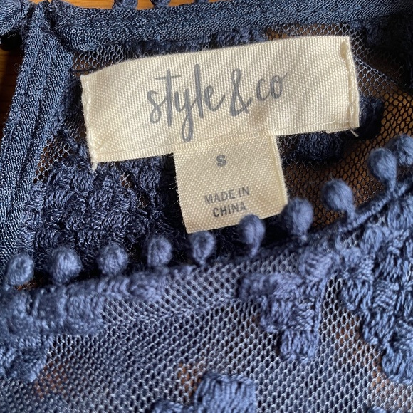 NWOT Style & Co Navy Lace Yoke Dress - Size Small - Picture 4 of 7